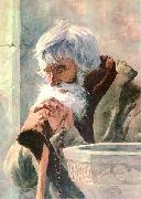 unknow artist Praying old man. Sweden oil painting artist